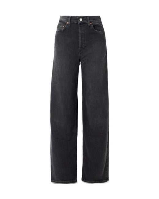 Re/done Blue Marielou High-Waisted Wide-Leg Jeans