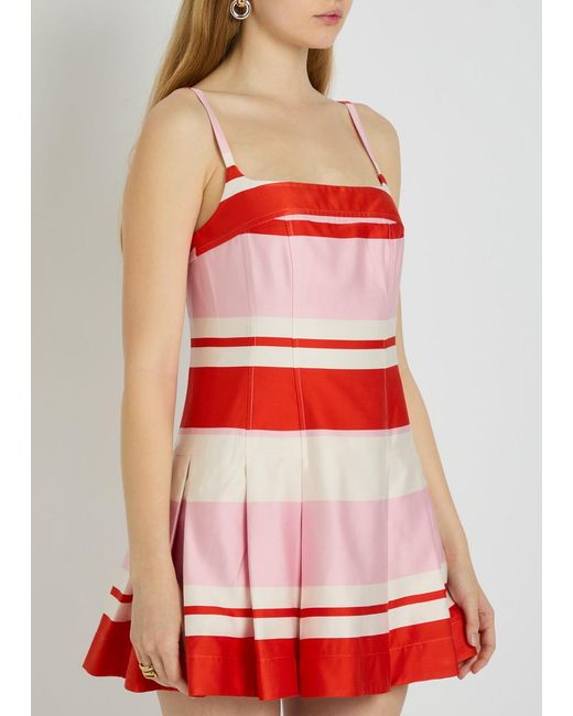 Jonathan Simkhai Red Striped Woven Mini Dress