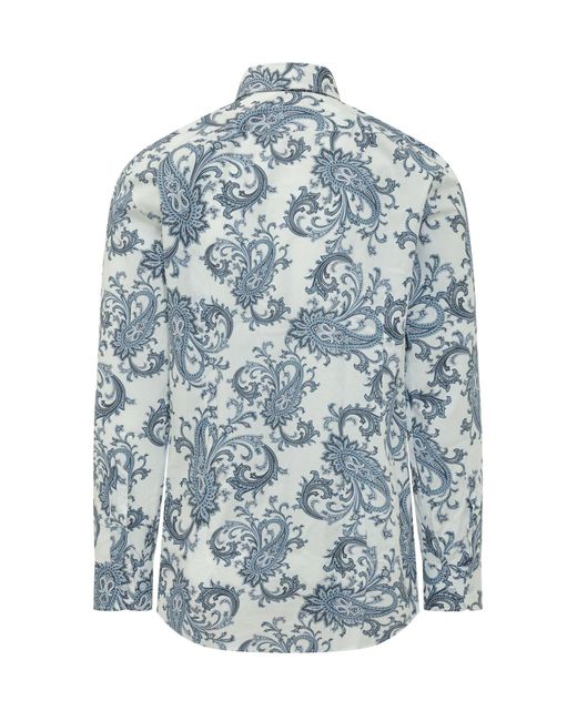 Etro Blue Regular Paisley Shirt for men