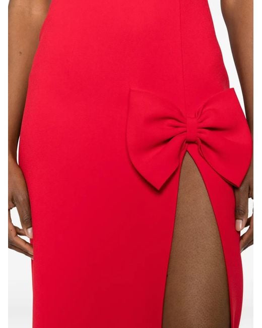 Alessandra Rich Red Bow-Detailed Sleeveless Gown