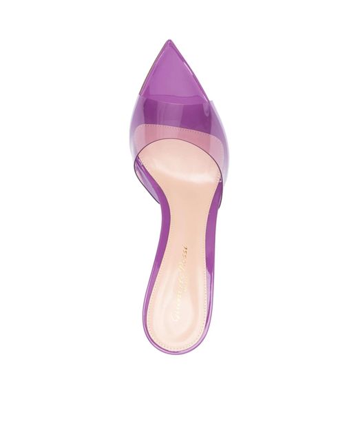 Gianvito Rossi Pink Elle 85Mm Transparent-Strap Mules