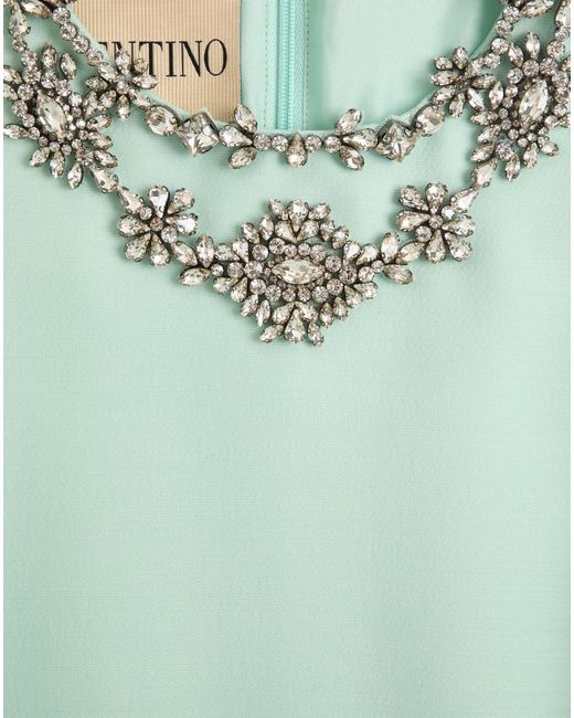Valentino Green Crepe Couture Embroidered Midi Dress
