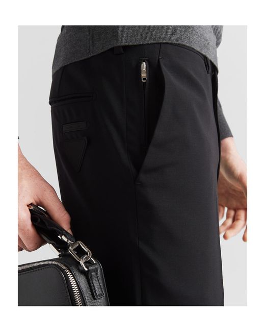 Prada Black Wool Belt Loop Casual Pants for men