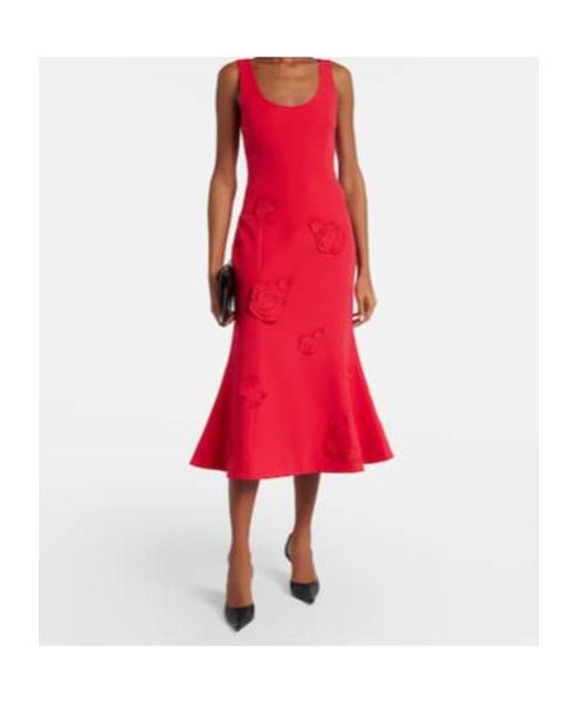 Leo Red Emily Floral-Appliqué Midi Dress