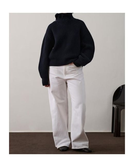 Soeur Blue High-Neck Long-Sleeved Sweater