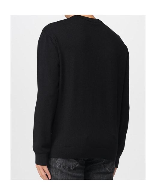 ARMANI EXCHANGE Black Long-Sleeved Knitted Shirt for men