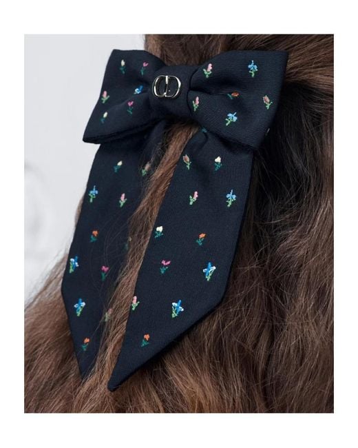 Dior Black Large Revolution Flowers Twist Bow
