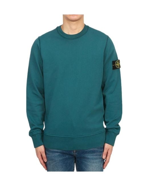 Stone Island Blue Compass-Patch Cotton Sweatshirt for men