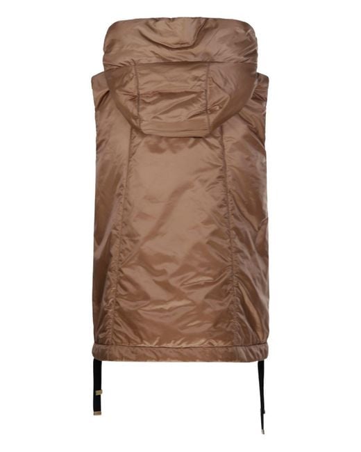 Max Mara Brown Water-Repellent Padded Canvas Hooded Gilet