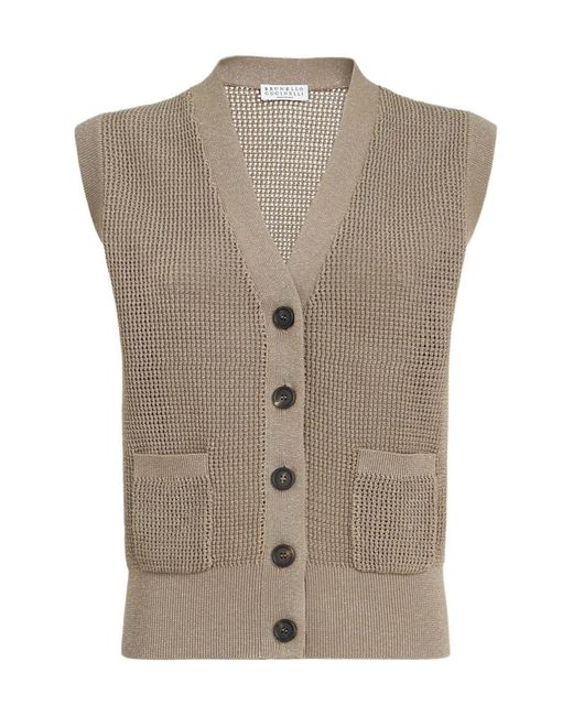 Brunello Cucinelli Gray V-Neck Buttoned Vest