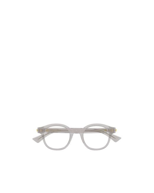 Bottega Veneta White Eyewear Oval Frame Glasses for men