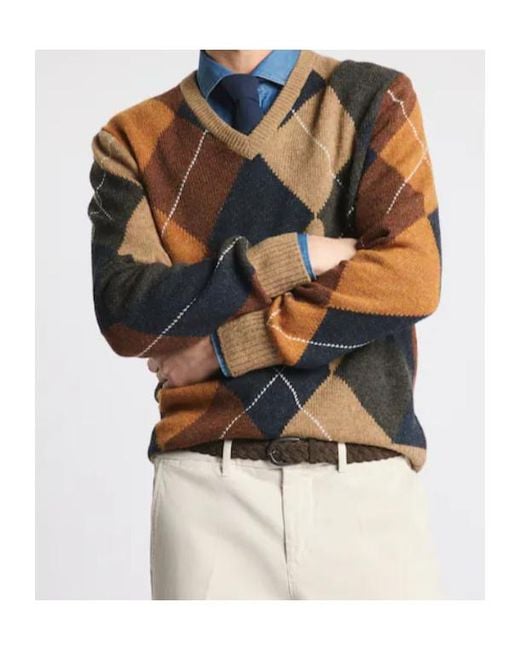 Fay Brown V-Neck Pullover for men