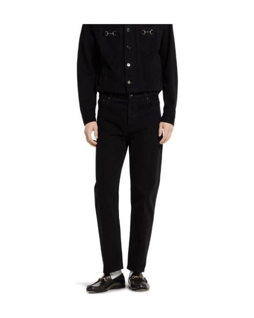 Gucci Black Cropped Slim Denim Pants for men