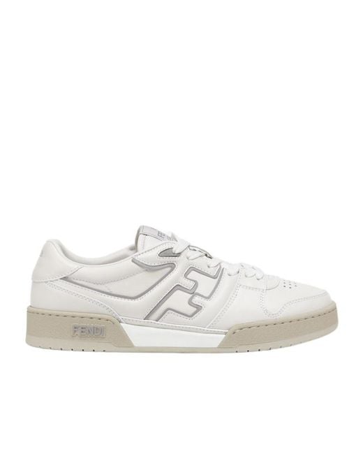 Fendi White Match Panelled Low-Top Sneakers for men