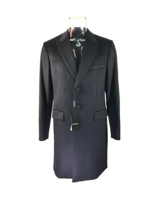 Emporio Armani Gray Single-Breasted Wool Coat for men