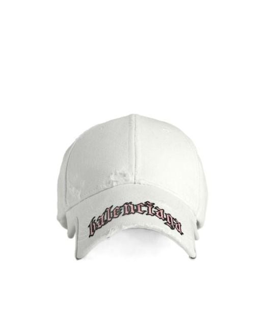 Balenciaga White Blackletter Script Cap