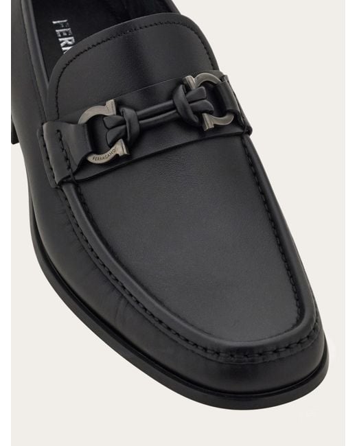 Ferragamo Black Gancini Loafers for men