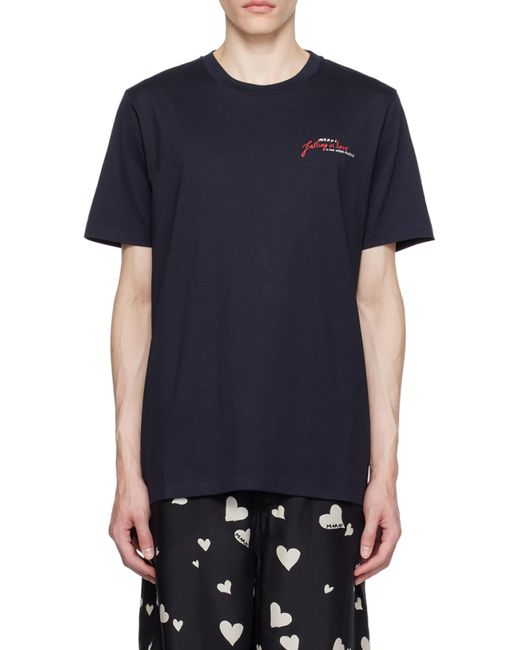 Marni Blue Wordsearch Heart Print T-Shirt for men