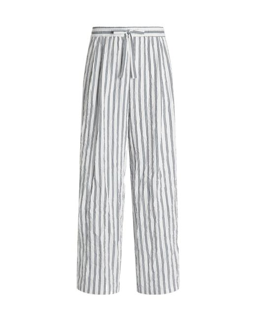 Dolce & Gabbana White Striped Drawstring Loungewear Trousers for men
