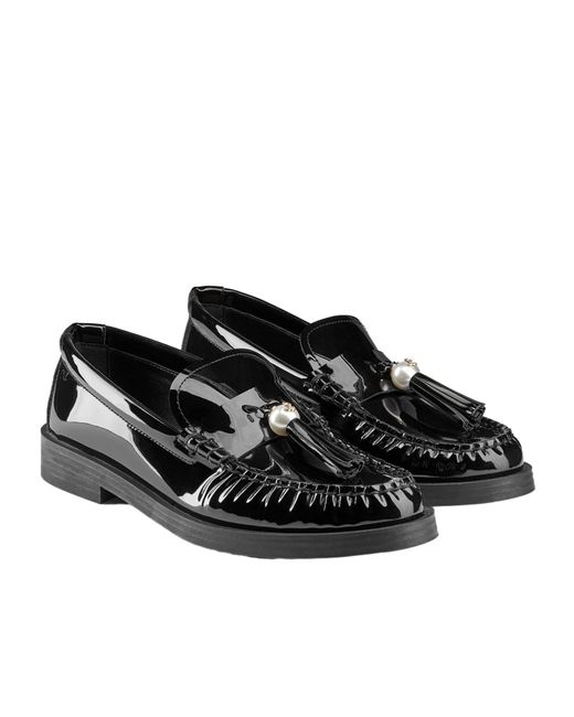 Jimmy Choo Black Round-Toe Flat Shoes