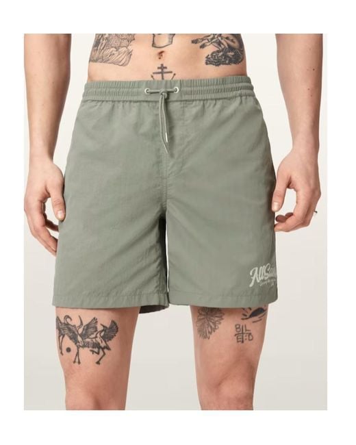 AllSaints Green Odyssey Slim Fit Swim Shorts for men