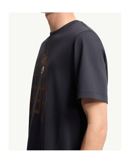 Moncler Blue Down Jacket Print Cotton T-Shirt for men