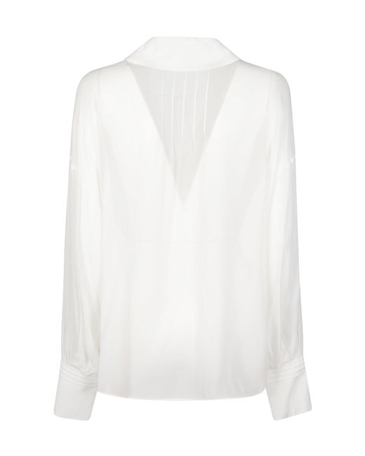 Patrizia Pepe White Lace Panel Long Sleeve Top
