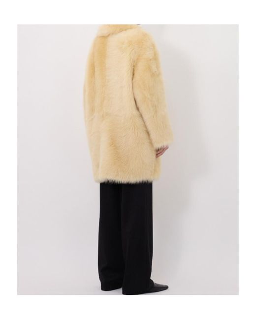Loulou de Saison Natural Ruben Spread-Collar Lamb-Fur Coat