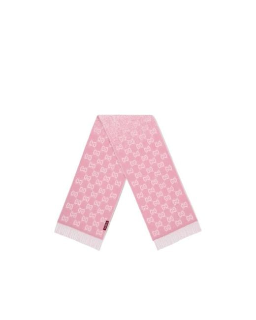 Gucci Pink Gg Alpaca Wool Blend Scarf