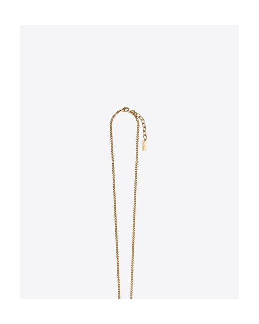 Saint Laurent White Oversized Talisman Pendant Necklace