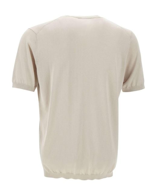 Kangra Cashmere White Kangra Ribbed Short-Sleeve Knitwear for men