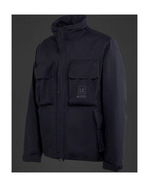 C P Company Blue Logo-Print Two-Pocket Windbreaker for men