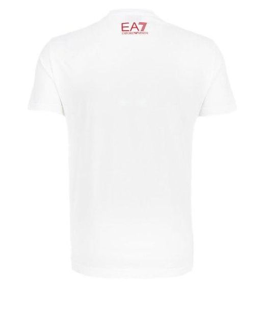 EA7 White Printed Round-Necked T-Shirt for men