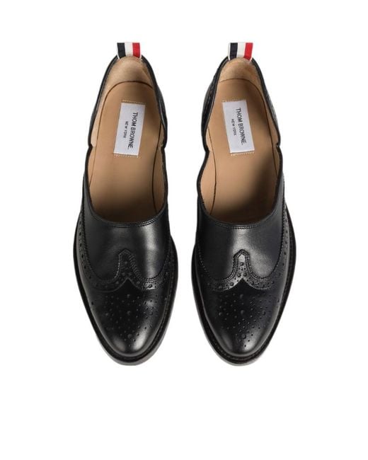 Thom Browne Black Slip-On Brogue Shoes