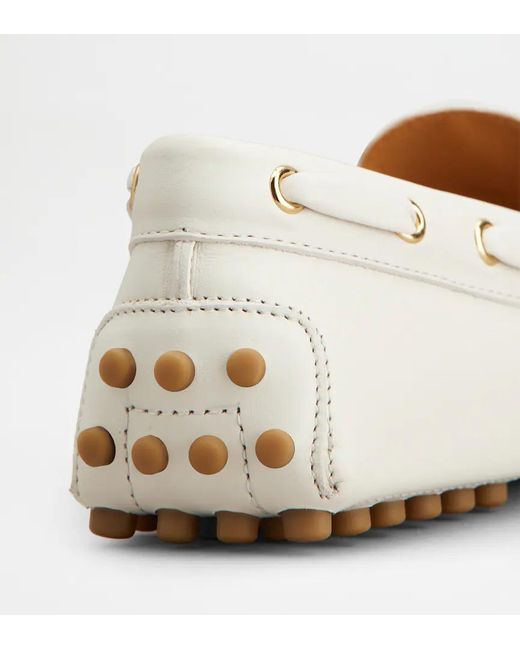Tod's White Gommino Bow Detail Flat Shoes