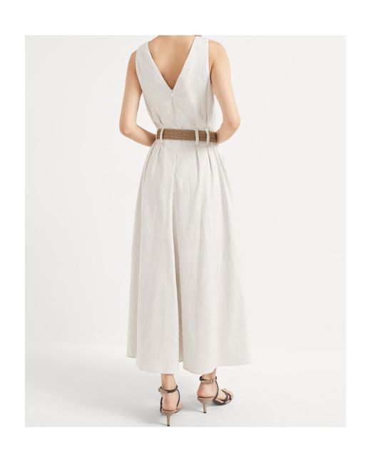 Brunello Cucinelli White Belted Maxi Dress