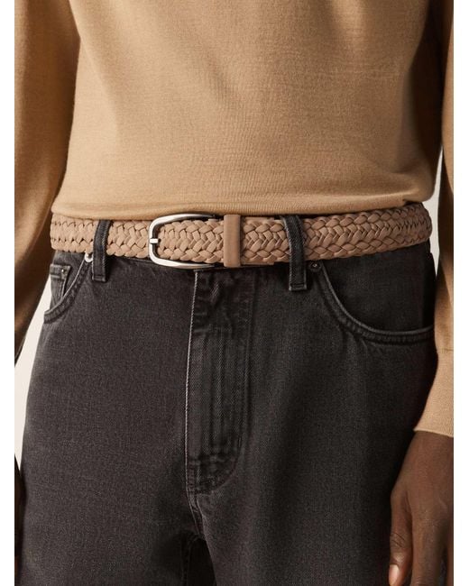 Zegna Brown Braided Nubuck Belt