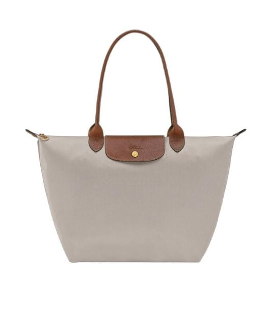 Longchamp White Le Pliage Large Shoulder Bag