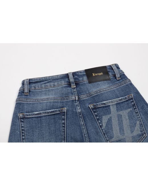 LIU REGALI Blue Straight Zipper Jeans