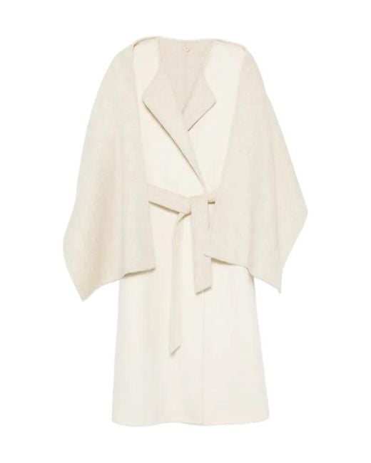 P.A.R.O.S.H. White Scarf Detailed Belted Coat