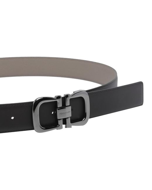 Ferragamo White Reversible And Adjustable Gancini Belt for men
