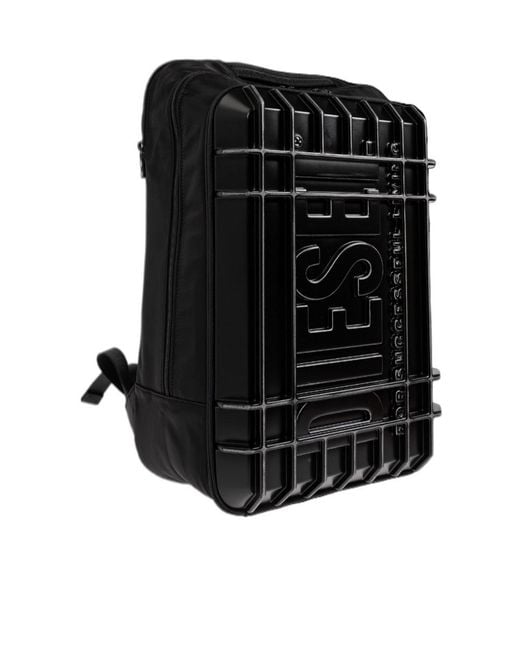 DIESEL Black Strong Image Backpack for men