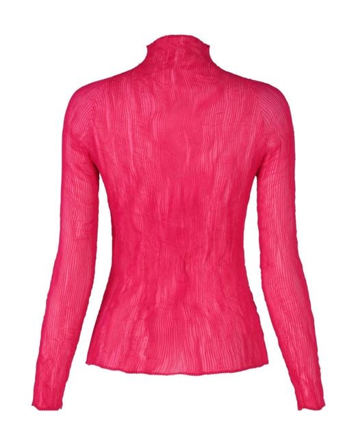Issey Miyake Pink Textured Long-Sleeve Top
