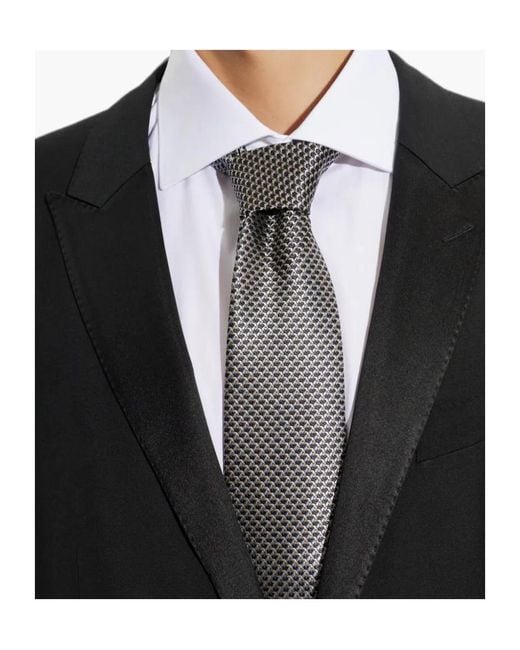 Brioni Gray Geometric Pattern Tie for men
