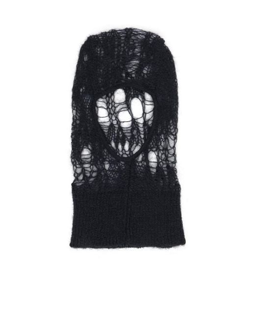 Rick Owens Black Knitted Face Hood for men