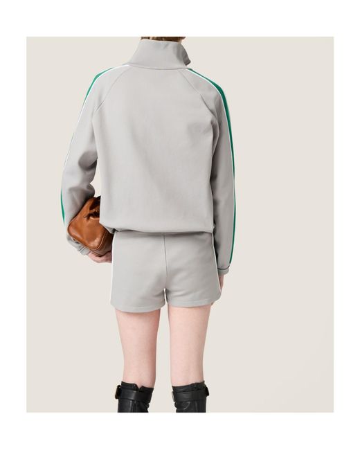 Miu Miu Gray Technical Yarn Zipper Sweatshirt