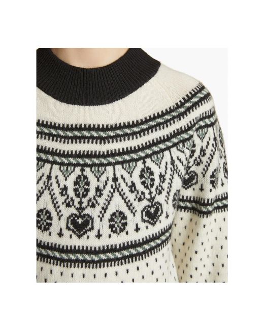Khaite White Guy Intarsia Mock Neck Cashmere Sweater