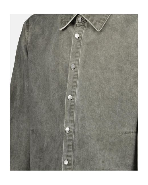 IRO Gray Celino Washed Button-Up Denim Shirt for men