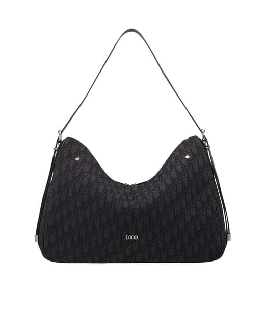 Dior Black Large Slider Zipped Hobo Bag for men