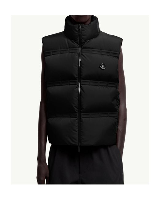 Moncler Black X Asap Rocky Logo Patch Zip-Up Gilet for men